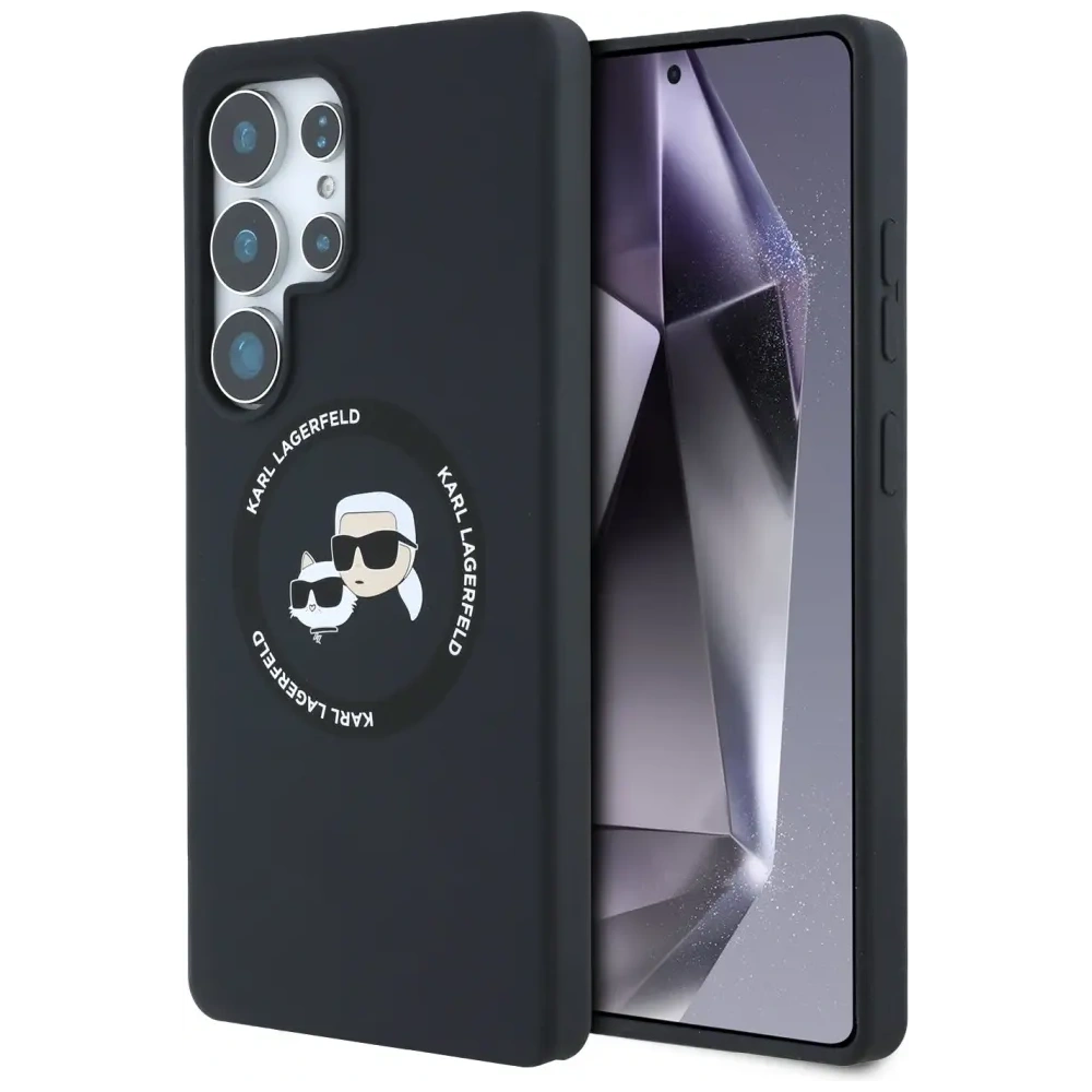 Etui Karl Lagerfeld Silicone Double Heads And Circle MagSafe do Samsung Galaxy S25 Ultra czarny