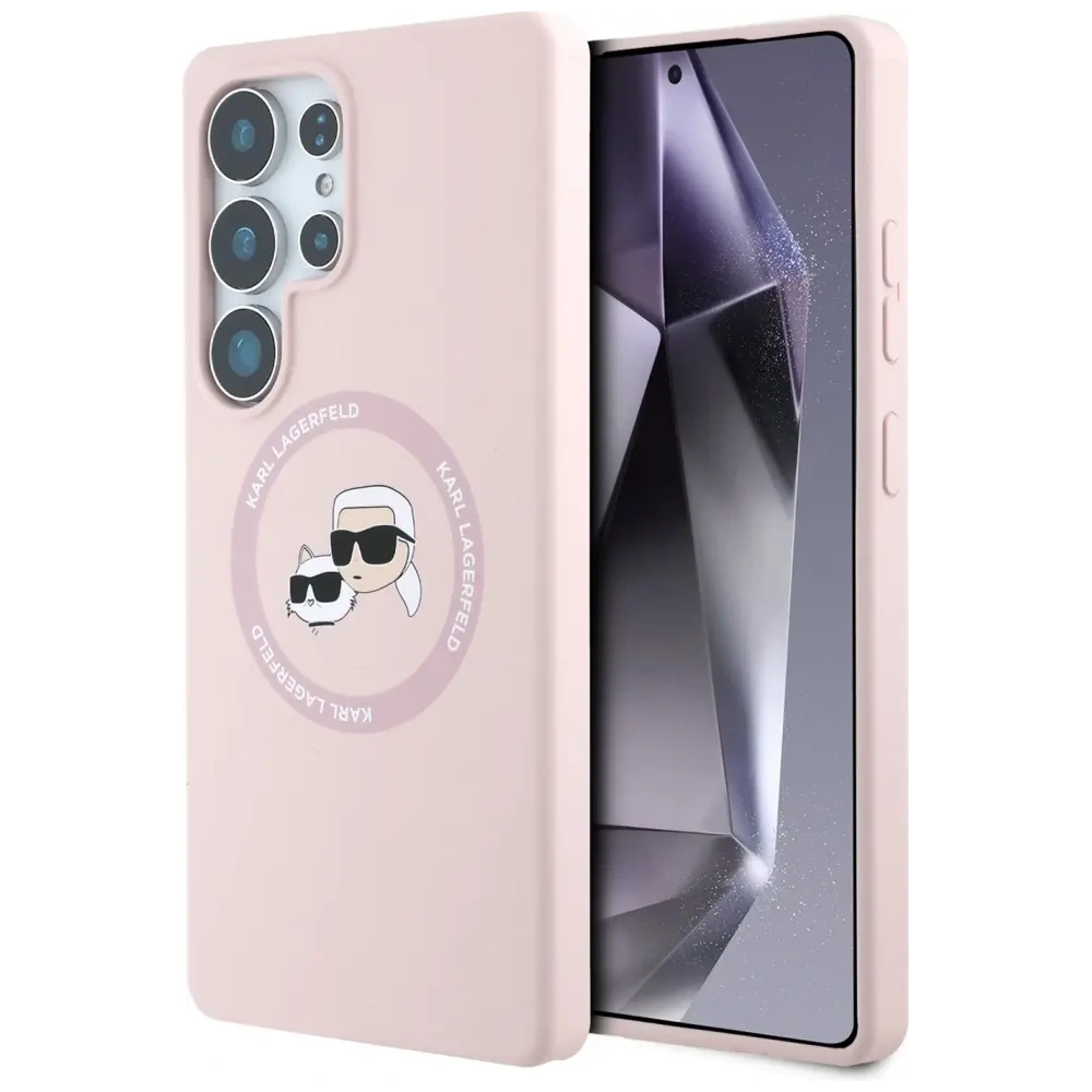 Hurtownia GSM - Karl Lagerfeld Szilikon Dupla Fejek és Kör MagSafe Samsung Galaxy S25 Ultra rózsaszín - KLD21917 - {ean13} - Hurt