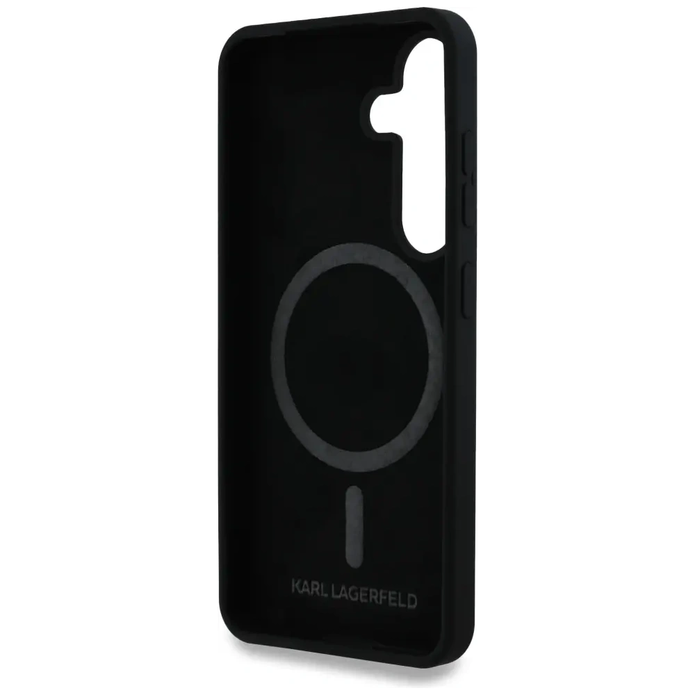 Hurtownia GSM - Karl Lagerfeld Capace din silicon cu două capete și cerc MagSafe Samsung Galaxy S25+ Plus negru - KLD21918 - {ean13} - Hurt