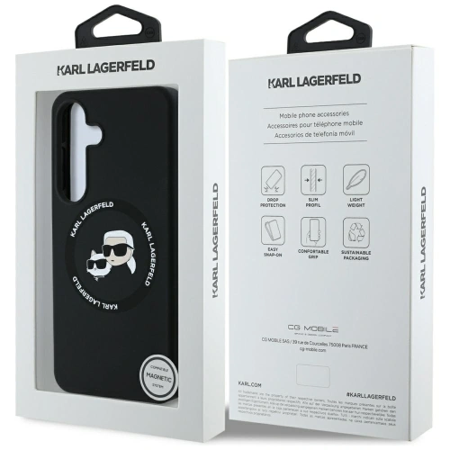 Etui Karl Lagerfeld Silicone Double Heads And Circle MagSafe do Samsung Galaxy S25+ Plus czarny