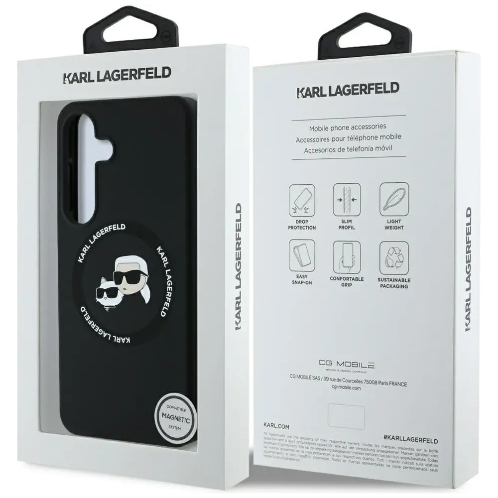 Hurtownia GSM - Karl Lagerfeld Capace din silicon cu două capete și cerc MagSafe Samsung Galaxy S25+ Plus negru - KLD21918 - {ean13} - Hurt