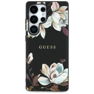 Guess Grained Printed Flower Pattern MagSafe Samsung Galaxy S25 Ultra black