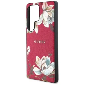 Guess Grained Printed Flower Pattern MagSafe Samsung Galaxy S25 Ultra fuchsia