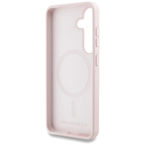 Etui Karl Lagerfeld Silicone Double Heads And Circle MagSafe do Samsung Galaxy S25+ Plus różowy
