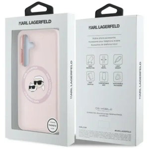 Karl Lagerfeld Silicone Double Heads And Circle MagSafe Samsung Galaxy S25+ Plus pink