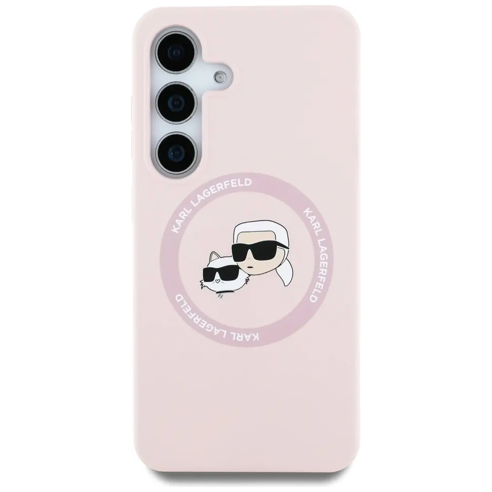 Etui Karl Lagerfeld Silicone Double Heads And Circle MagSafe do Samsung Galaxy S25 różowy