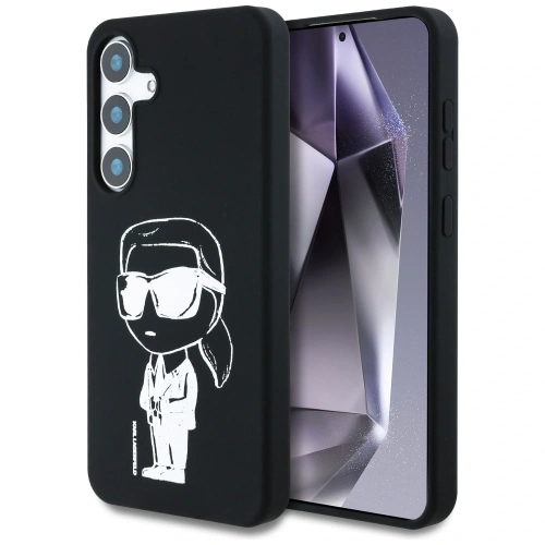 Etui Karl Lagerfeld Silicone Graffiti Ikonik Printed Logo MagSafe do Samsung Galaxy S25 czarny