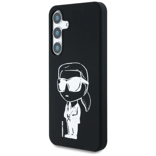 Etui Karl Lagerfeld Silicone Graffiti Ikonik Printed Logo MagSafe do Samsung Galaxy S25 czarny