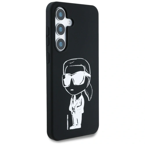 Etui Karl Lagerfeld Silicone Graffiti Ikonik Printed Logo MagSafe do Samsung Galaxy S25 czarny