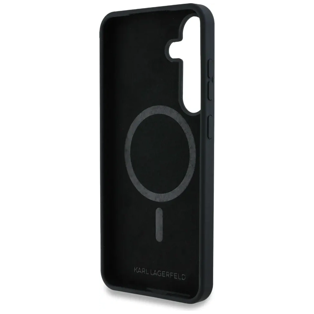 Etui Karl Lagerfeld Silicone Graffiti Ikonik Printed Logo MagSafe do Samsung Galaxy S25 czarny