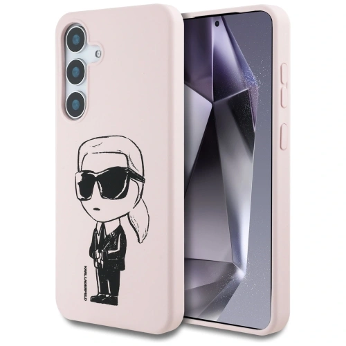Etui Karl Lagerfeld Silicone Graffiti Ikonik Printed Logo MagSafe do Samsung Galaxy S25 różowy