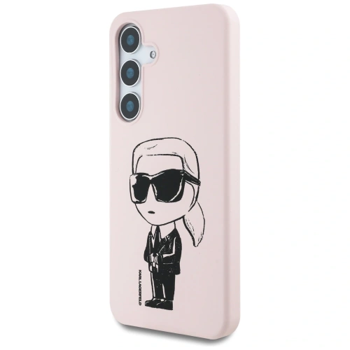 Etui Karl Lagerfeld Silicone Graffiti Ikonik Printed Logo MagSafe do Samsung Galaxy S25 różowy