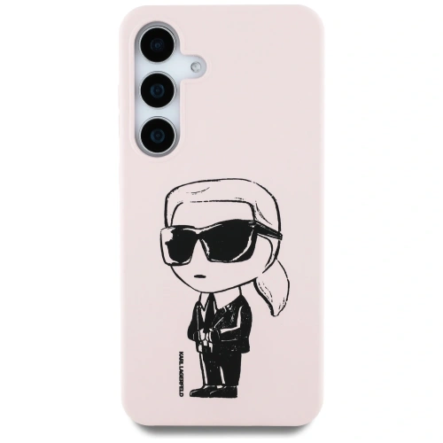 Etui Karl Lagerfeld Silicone Graffiti Ikonik Printed Logo MagSafe do Samsung Galaxy S25 różowy