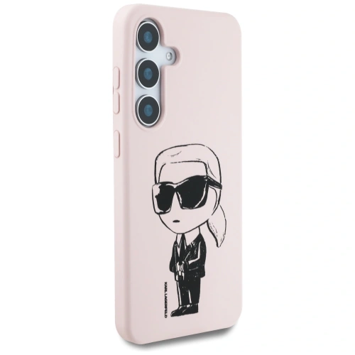 Etui Karl Lagerfeld Silicone Graffiti Ikonik Printed Logo MagSafe do Samsung Galaxy S25 różowy