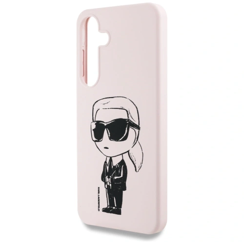 Etui Karl Lagerfeld Silicone Graffiti Ikonik Printed Logo MagSafe do Samsung Galaxy S25 różowy