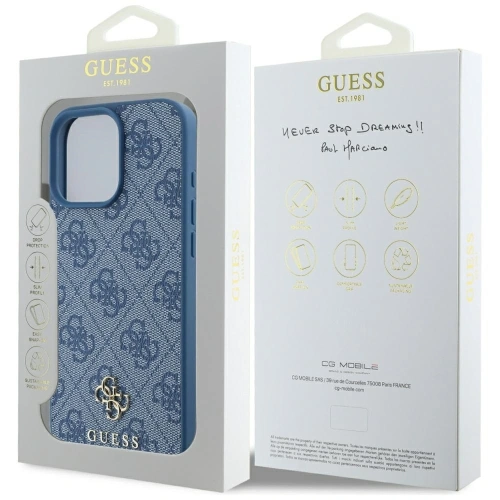 Etui Guess HC PU 4G Small 4G and Classic do Apple iPhone 16 Pro Max MagSafe niebieski