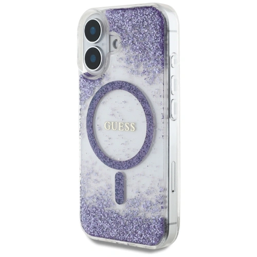 Etui Guess HC Resin Bottom Glitter do Apple iPhone 16 MagSafe fioletowy