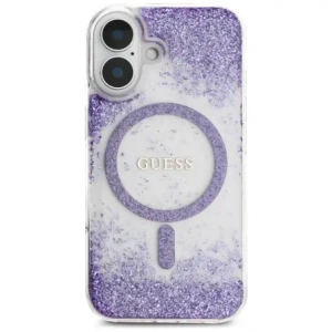 Wholesale Guess HC Resin Bottom Glitter Apple iPhone 16 MagSafe purple - GUE4331 - {ean13} - Hurt