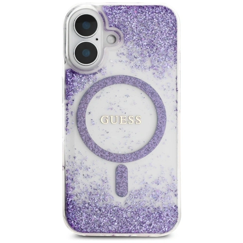 Etui Guess HC Resin Bottom Glitter do Apple iPhone 16 MagSafe fioletowy