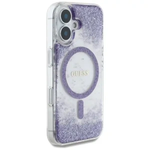 Wholesale Guess HC Resin Bottom Glitter Apple iPhone 16 MagSafe purple - GUE4331 - {ean13} - Hurt