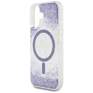 Wholesale Guess HC Resin Bottom Glitter Apple iPhone 16 MagSafe purple - GUE4331 - {ean13} - Hurt