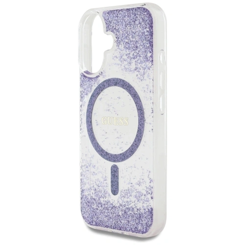 Etui Guess HC Resin Bottom Glitter do Apple iPhone 16 MagSafe fioletowy