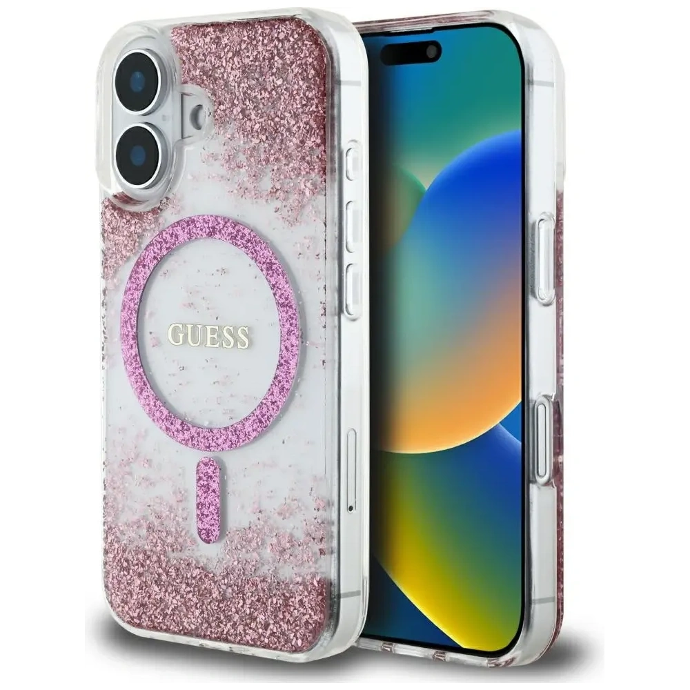 Hurtownia GSM - Etui Guess HC Resin Bottom Glitter do Apple iPhone 16 MagSafe růžový - GUE4332 - {ean13} - Hurt