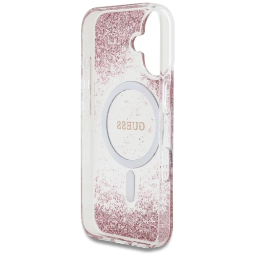 Etui Guess HC Resin Bottom Glitter do Apple iPhone 16 MagSafe różowy