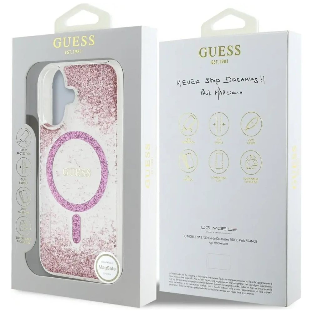 Hurtownia GSM - Guess HC Resin Bottom Glitter Apple iPhone 16 MagSafe roz - GUE4332 - {ean13} - Hurt