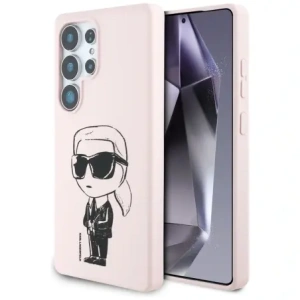 Etui Karl Lagerfeld Silicone Graffiti Ikonik Printed Logo MagSafe do Samsung Galaxy S25 Ultra różowy