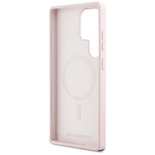 Etui Karl Lagerfeld Silicone Graffiti Ikonik Printed Logo MagSafe do Samsung Galaxy S25 Ultra różowy