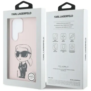 Etui Karl Lagerfeld Silicone Graffiti Ikonik Printed Logo MagSafe do Samsung Galaxy S25 Ultra różowy