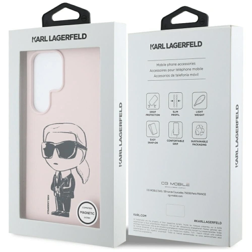 Etui Karl Lagerfeld Silicone Graffiti Ikonik Printed Logo MagSafe do Samsung Galaxy S25 Ultra różowy