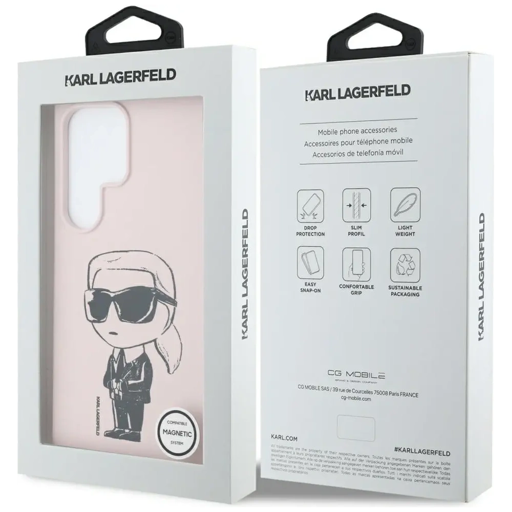 Hurtownia GSM - Etui Karl Lagerfeld Silicone Graffiti Ikonik Printed Logo MagSafe do Samsung Galaxy S25 Ultra różowy - KLD21924 - {ean13} - Hurt