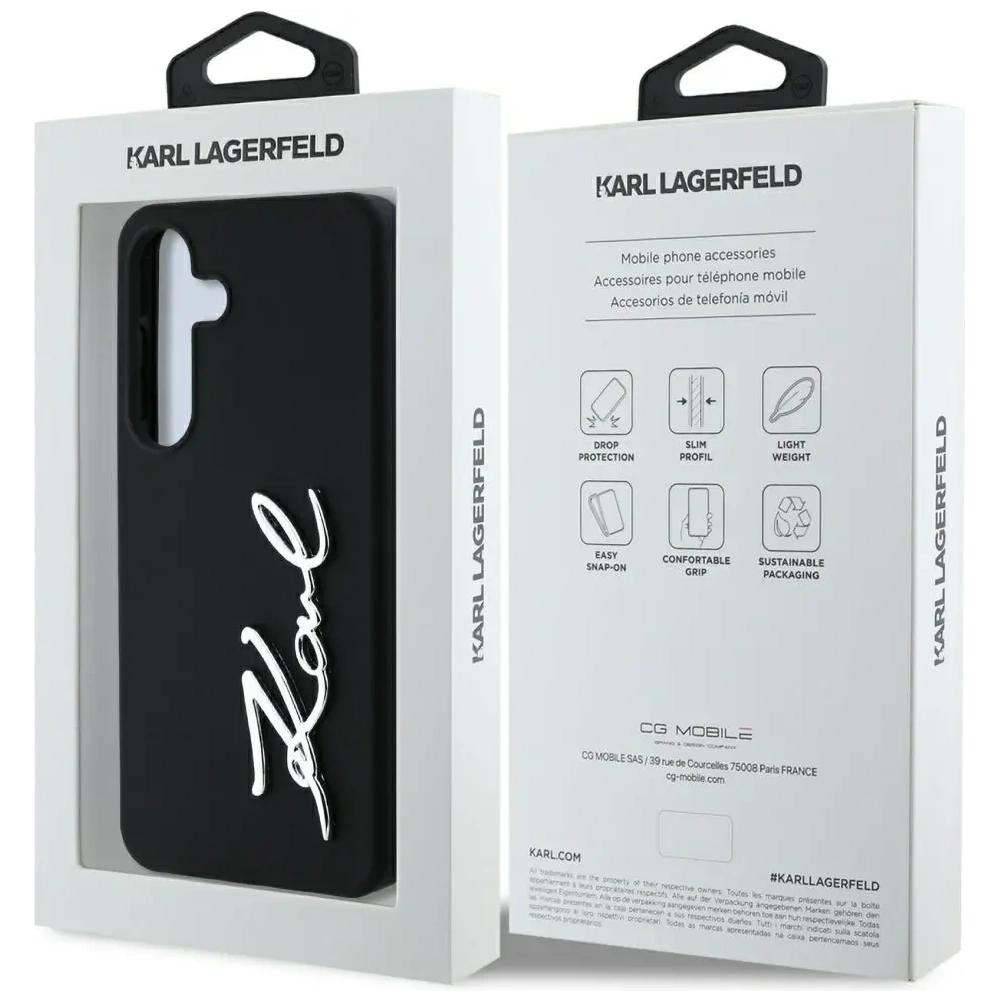 Hurtownia GSM - Karl Lagerfeld Szilikon Fém Aláírás Logó Samsung Galaxy S25 fekete - KLD21925 - {ean13} - Hurt