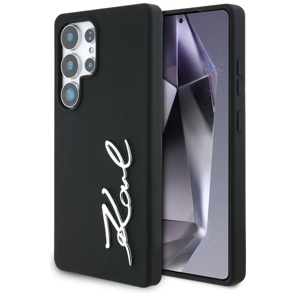 Wholesale Karl Lagerfeld Silicone Metal Signature Logo Samsung Galaxy S25 Ultra black - KLD21926 - {ean13} - Hurt