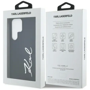 Wholesale Karl Lagerfeld Silicone Metal Signature Logo Samsung Galaxy S25 Ultra black - KLD21926 - {ean13} - Hurt