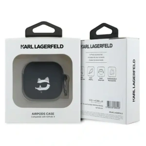Hurtownia GSM - Karl Lagerfeld KLA4RUNCHK Apple AirPods 4 Hülle Silikon Choupette Kopf 3D schwarz - KLD21927 - {ean13} - Hurt