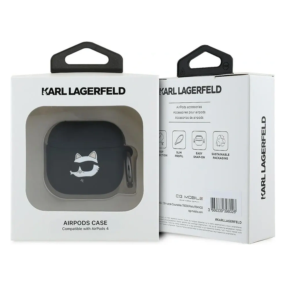 Hurtownia GSM - Etui Karl Lagerfeld KLA4RUNCHK Apple AirPods 4 cover Silicone Choupette Head 3D czarny/black - KLD21927 - {ean13} - Hurt