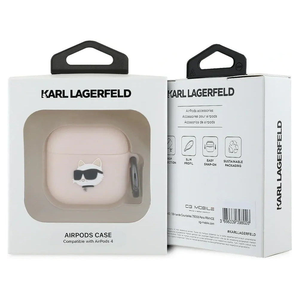Hurtownia GSM - Etui Karl Lagerfeld KLA4RUNCHP Apple AirPods 4 cover Silicone Choupette Head 3D różowy/pink - KLD21928 - {ean13} - Hurt