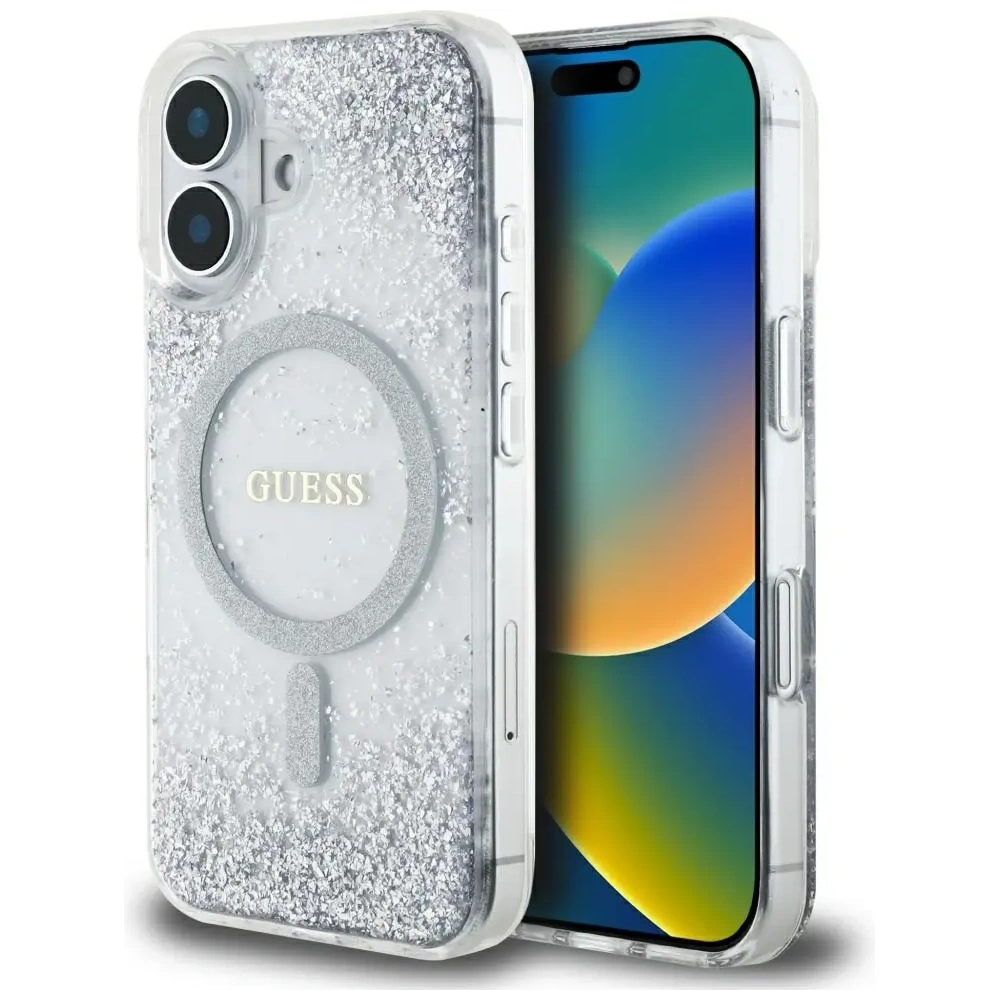 Hurtownia GSM - Guess HC Resin Bottom Glitter Apple iPhone 16 MagSafe argintiu - GUE4333 - {ean13} - Hurt