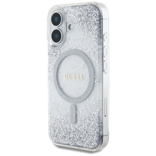 Etui Guess HC Resin Bottom Glitter do Apple iPhone 16 MagSafe srebrny