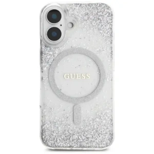 Wholesale Guess HC Resin Bottom Glitter Apple iPhone 16 MagSafe silver - GUE4333 - {ean13} - Hurt