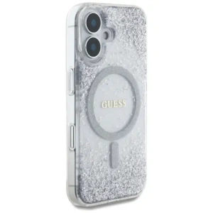 Wholesale Guess HC Resin Bottom Glitter Apple iPhone 16 MagSafe silver - GUE4333 - {ean13} - Hurt
