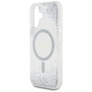 Wholesale Guess HC Resin Bottom Glitter Apple iPhone 16 MagSafe silver - GUE4333 - {ean13} - Hurt