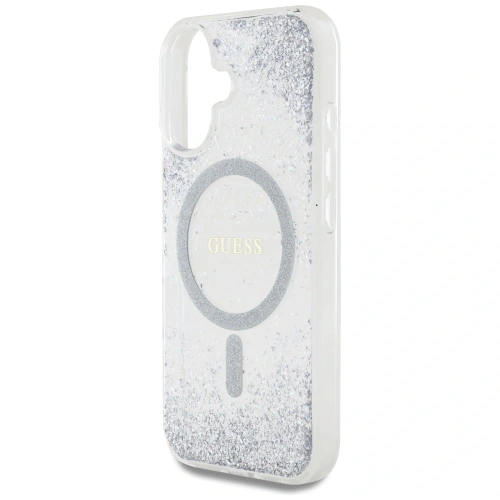 Etui Guess HC Resin Bottom Glitter do Apple iPhone 16 MagSafe srebrny