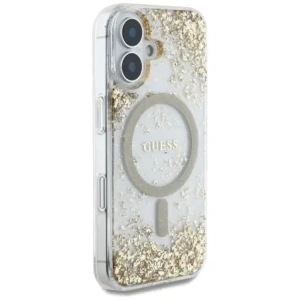 Etui Guess HC Resin Bottom Glitter do Apple iPhone 16 MagSafe złoty