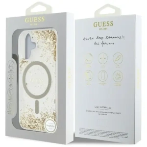 Etui Guess HC Resin Bottom Glitter do Apple iPhone 16 MagSafe złoty
