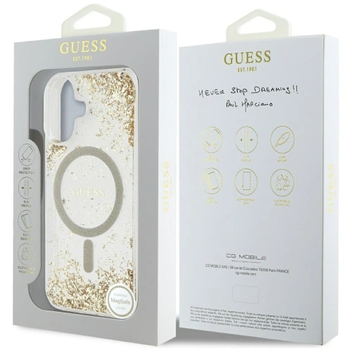 Etui Guess HC Resin Bottom Glitter do Apple iPhone 16 MagSafe złoty