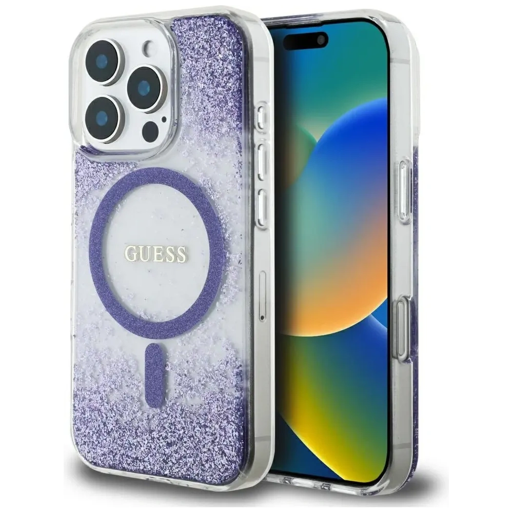 Hurtownia GSM - Etui Guess HC Resin Bottom Glitter do Apple iPhone 16 Pro MagSafe fialová - GUE4335 - {ean13} - Hurt